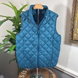 Jockey Preferred Quilted Puffer Vest Women’s Sz L - Teal Zip Front Lightweight